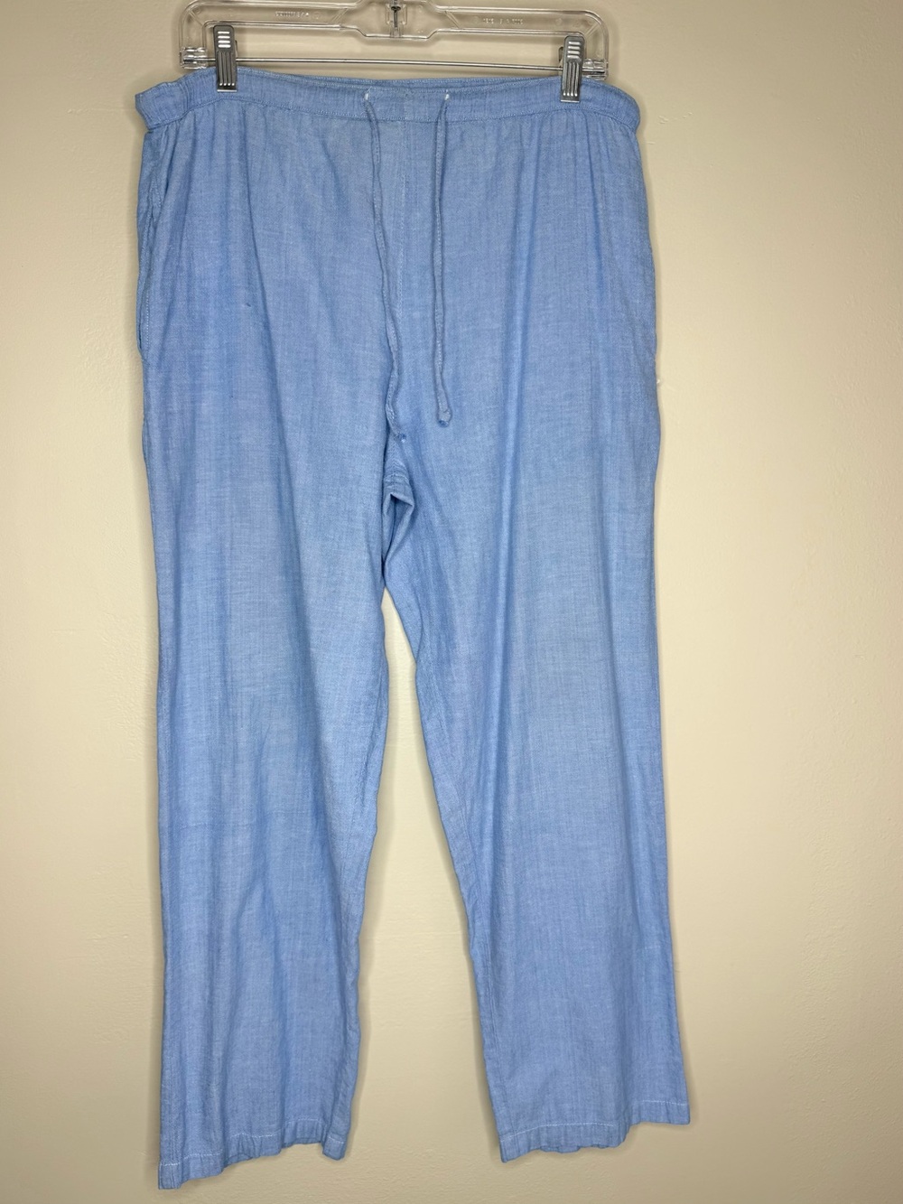 Argee Elastic Waist Light Blue Drawstring Cotton Pants Size Large